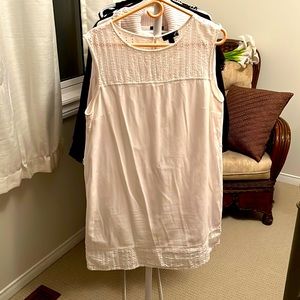 Slip on white summer mini dress with cut out detail, size L